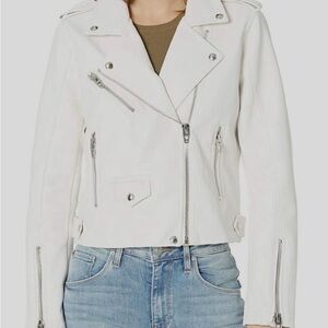 Blank NYC White Leather Biker Jacket